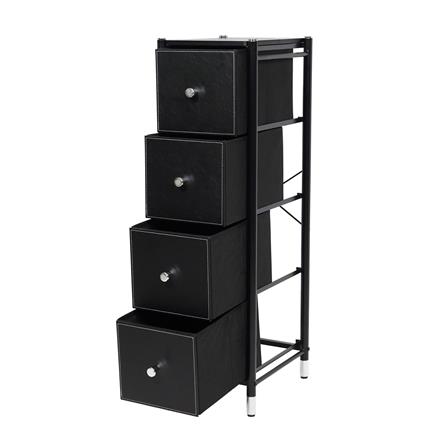 4-DRAWER LEATHER STORAGE UNIT STACKO LUZZO 29X35X98.7CM BLACK [EXCLUSIVE FROM HOMEPRO THAILAND]