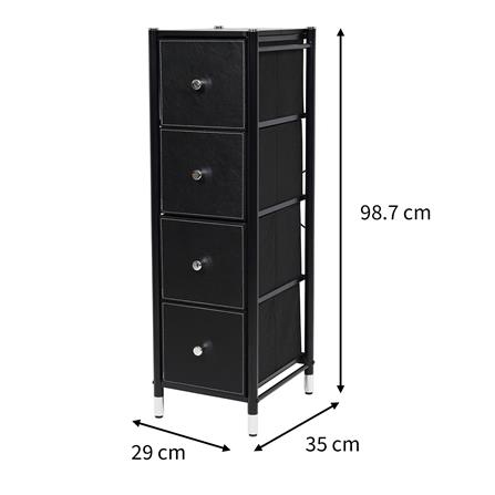 4-DRAWER LEATHER STORAGE UNIT STACKO LUZZO 29X35X98.7CM BLACK [EXCLUSIVE FROM HOMEPRO THAILAND]