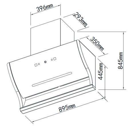 LIVINOX CHIMNEY HOOD LCH-LILY DC-90BL 90CM BLACK 2580M3/H DC MOTOR