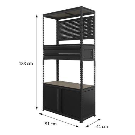3-TIER MULTIFUNCTIONAL SHELVING UNIT FURDINI BAY 91CM BLACK [EXCLUSIVE FROM HOMEPRO THAILAND]