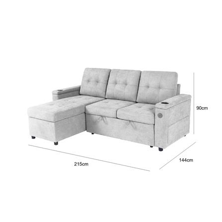 L SHAPE SOFABED FURDINI MB24193 GREY