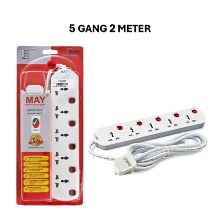 5 GANG 2 METER UNIVERSAL TRAILING SOCKET MA1135-2M MAY
