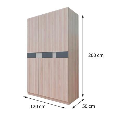 WARDROBE WITH 3 DOORS FURDINI BRICK 120CM PINEOAK [EXCLUSIVE FROM HOMEPRO THAILAND]
