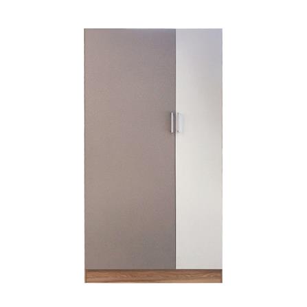 WARDROBE WITH 2 DOORS FURDINI FINE 90CM WOOD GRAIN/CREAM WHITE FABRIC PATTERN [EXCLUSIVE FROM HOMEPRO THAILAND]