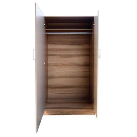 WARDROBE WITH 2 DOORS FURDINI FINE 90CM WOOD GRAIN/CREAM WHITE FABRIC PATTERN [EXCLUSIVE FROM HOMEPRO THAILAND]