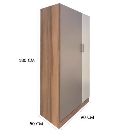 WARDROBE WITH 2 DOORS FURDINI FINE 90CM WOOD GRAIN/CREAM WHITE FABRIC PATTERN [EXCLUSIVE FROM HOMEPRO THAILAND]