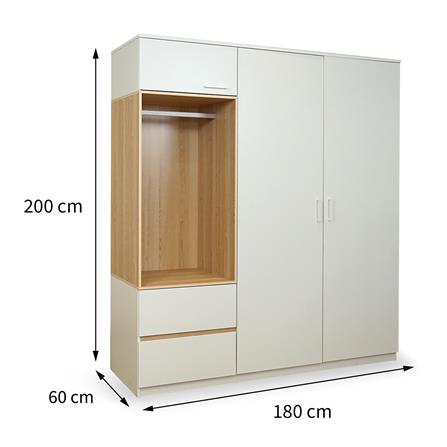 WARDROBE WITH 2 DOORS FURDINI MOBILLE 180CM WHITE/OTTAWA [EXCLUSIVE FROM HOMEPRO THAILAND]