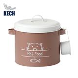 ROUND CANISTER WITH PULL LID KECH PET FOOD 3.5L BROWN [EXCLUSIVE FROM HOMEPRO THAILAND]