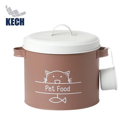ROUND CANISTER WITH PULL LID KECH PET FOOD 3.5L BROWN [EXCLUSIVE FROM HOMEPRO THAILAND]