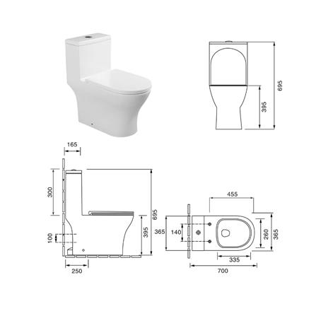 AKRON 1P TOILET WCO-80101 RIMLESS 10&rdquo; S-TRAP WHITE
