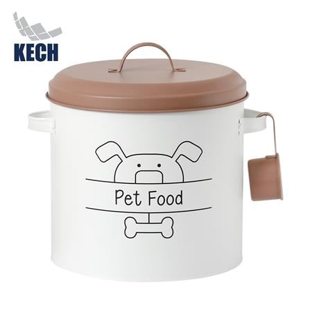 ROUND CANISTER WITH PULL LID KECH PET FOOD 9.95L WHITE [EXCLUSIVE FROM HOMEPRO THAILAND]