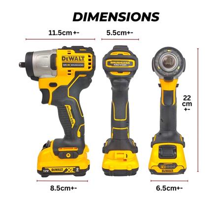 DEWALT 12V 3/8" IMPACT WRENCH (2x 2.0Ah Battery) DCF902D2-B1