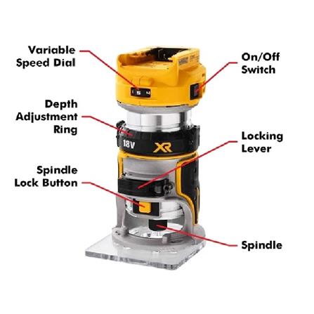 DEWALT 18V 8MM BRUSHLESS ROUTER (SOLO) DCW600N-XJ