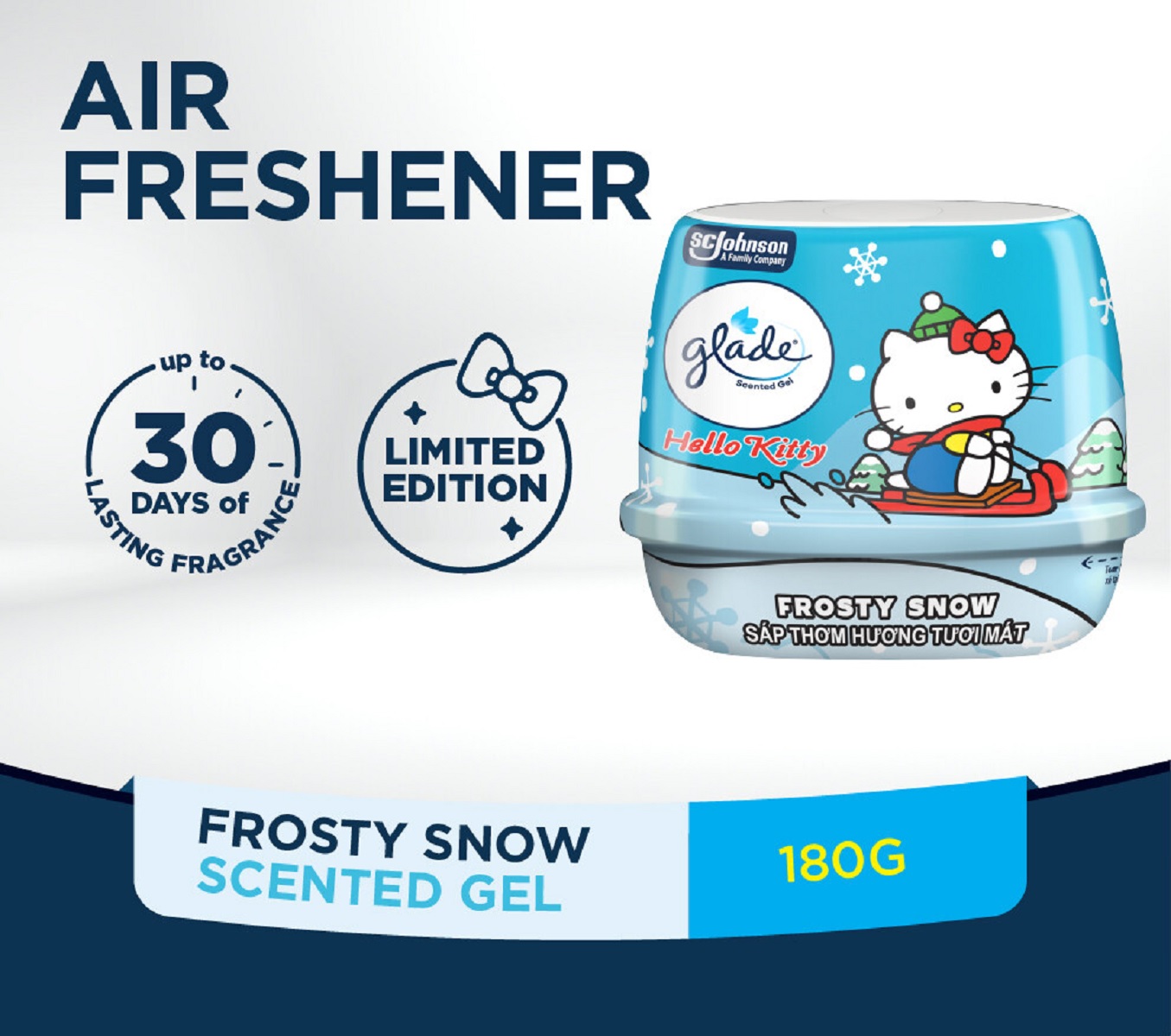 GLADE HELLO KITTY SCENTED GEL180G FROSTY SNOW