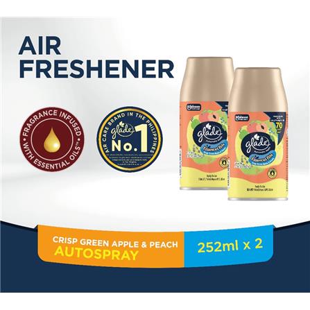 GLADE AUTO SPRAY RF GR APPLE PEACH 252ML TWIN PACK