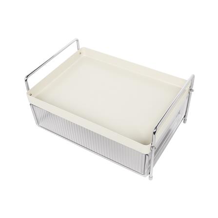 1-TIER GLASS RACK WITH DRAWER KECH CREAMY [EXCLUSIVE FROM HOMEPRO THAILAND]