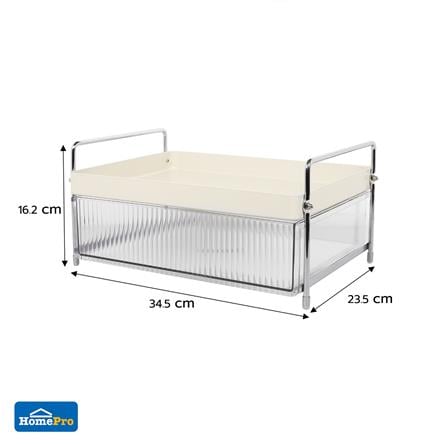 1-TIER GLASS RACK WITH DRAWER KECH CREAMY [EXCLUSIVE FROM HOMEPRO THAILAND]