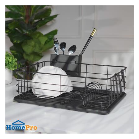 POWDER-COATED STEEL DISH DRYING RACK WITH HANDLES AND DRIP TRAY KECH IRON [EXCLUSIVE FROM HOMEPRO THAILAND]
