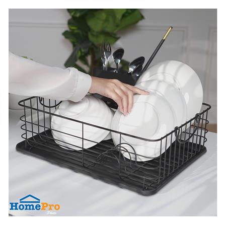 POWDER-COATED STEEL DISH DRYING RACK WITH HANDLES AND DRIP TRAY KECH IRON [EXCLUSIVE FROM HOMEPRO THAILAND]