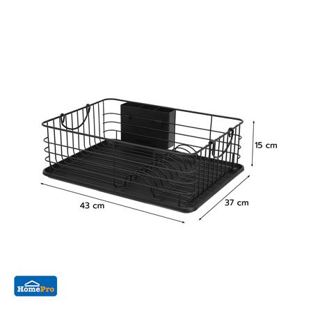 POWDER-COATED STEEL DISH DRYING RACK WITH HANDLES AND DRIP TRAY KECH IRON [EXCLUSIVE FROM HOMEPRO THAILAND]