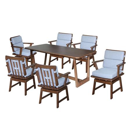 6-SEATER DINING TABLE SET FURDINI HOKKAIDO DARK BROWN [EXCLUSIVE FROM HOMEPRO THAILAND]
