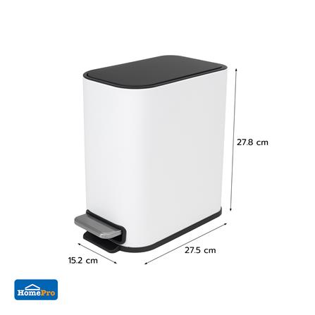 RECTANGULAR PEDAL DUSTBIN ACCO SLOW STYLISH 5L WHITE [EXCLUSIVE FROM HOMEPRO THAILAND]
