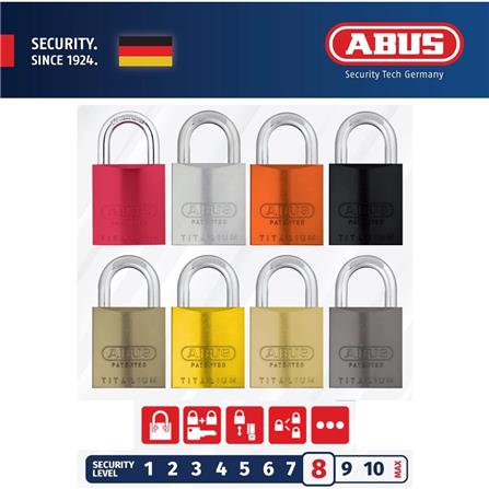 (ONLINE) ABUS 45MM TITALIUM ALUMINIUM PADLOCK WITH 2 KEYS 83AL/45 TITANIUM