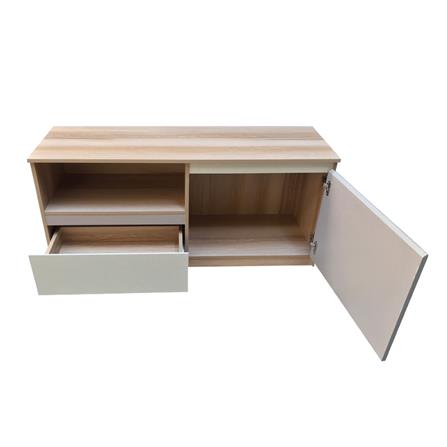 TV STAND FURDINI FINE 120CM WOOD GRAIN/WHITE CREAM FABRIC PATTERN [EXCLUSIVE FROM HOMEPRO THAILAND]