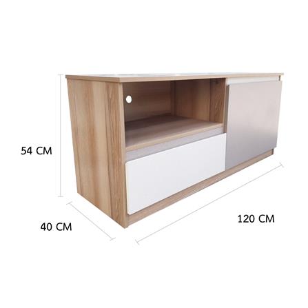 TV STAND FURDINI FINE 120CM WOOD GRAIN/WHITE CREAM FABRIC PATTERN [EXCLUSIVE FROM HOMEPRO THAILAND]