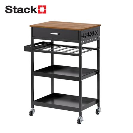 3-TIER STEEL UTINITY CART WITH DRAWER STACKO URBAN 66.5X40X89CM BLACK [EXCLUSIVE FROM HOMEPRO THAILAND]