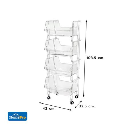 4-TIER UTILITY CART STACKO KLARO 42X32.5X103.5CM CLEAR [EXCLUSIVE FROM HOMEPRO THAILAND]