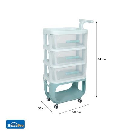 4-TIER UTINITY CART STACKO KID VIVE 50X32X94CM LIGHT BLUE [EXCLUSIVE FROM HOMEPRO THAILAND]