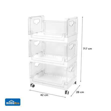 3-TIER FOLDABLE UTILITY CART STACKO SKY 42X28X71.7CM CLEAR [EXCLUSIVE FROM HOMEPRO THAILAND]