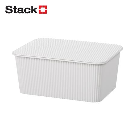 STORAGE BOX WITH LID STACKO WIN SIZE S 25.5X18.5X11CM WHITE [EXCLUSIVE FROM HOMEPRO THAILAND]