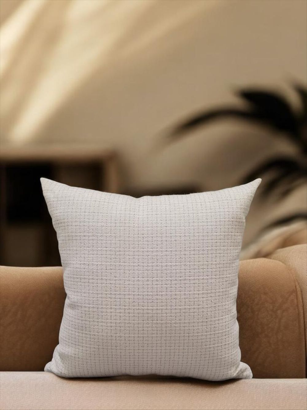 HOME LIVING STYLE CUSHION TWEED 18X18INCH WHITE