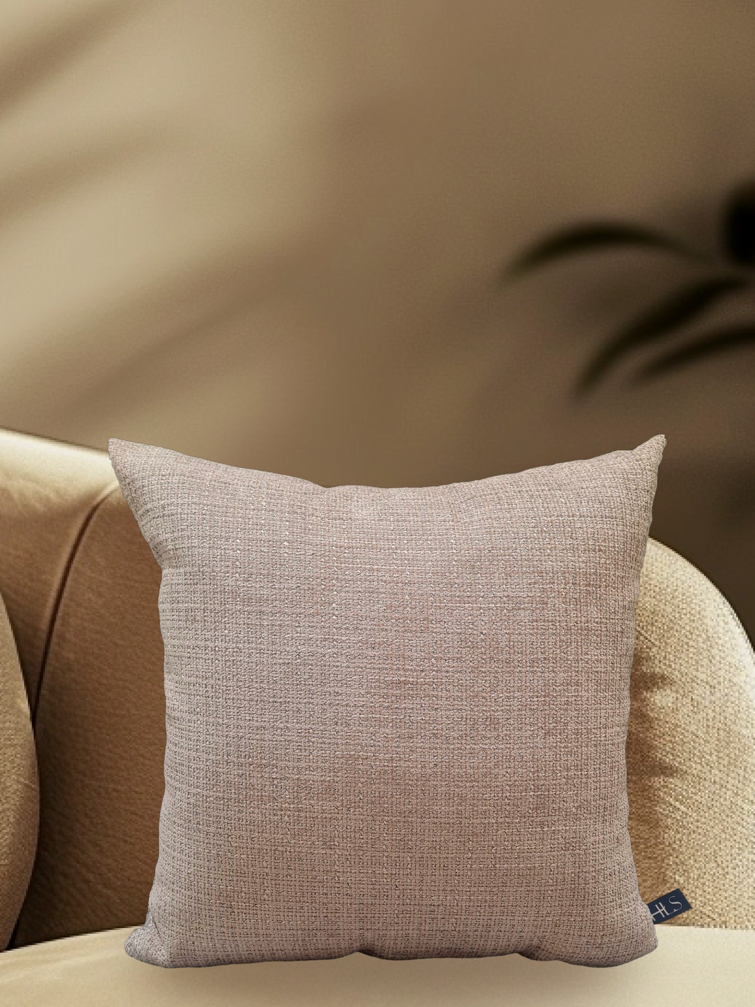 HOME LIVING STYLE CUSHION TWEED 18X18INCH LIGHT BROWN