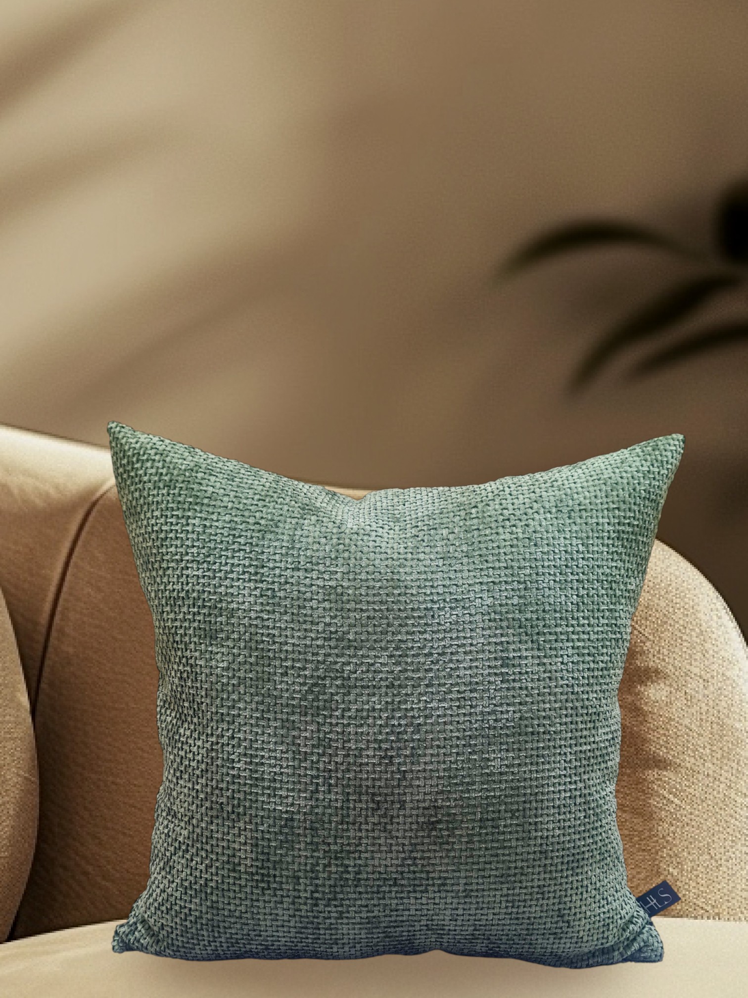 HOME LIVING STYLE CUSHION WEAVE 18X18INCH GREEN