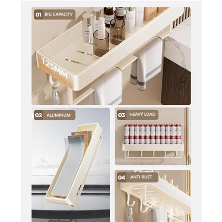 COSSY+ BATH RACK WITH HOOK CP-YSLC4169NYB 30CM CREAM WHITE