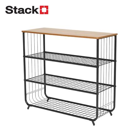 3-TIER SHOE RACK WITH WOODEN TOP STACKO URBAN 75X30X68CM BLACK [EXCLUSIVE FROM HOMEPRO THAILAND]