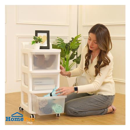 3-DRAWER STORAGE CART STACKO DEW 38X30X67.5CM CLEAR [EXCLUSIVE FROM HOMEPRO THAILAND]