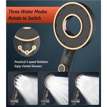 HAND SHOWER CP-DR2-S 3 MODE HIGH PRESSURE SILVER, GOLD