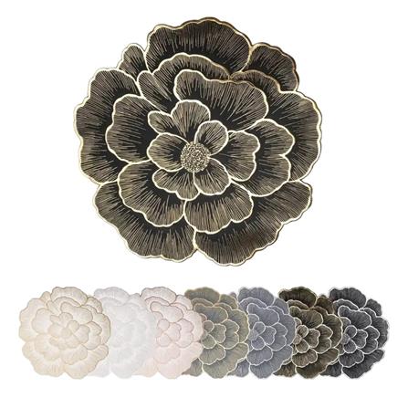 KECH PLACEMAT FLOWER SHAPE 38CM - BLACK/GOLD
