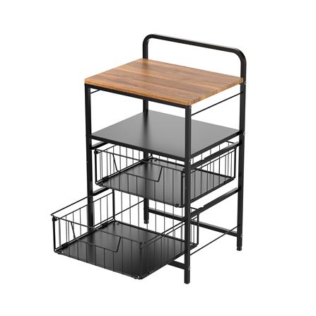 2-TIER DRAWER UNIT WITH WOOD TOP STACKO URBAN 40X32X69CM BLACK [EXCLUSIVE FROM HOMEPRO THAILAND]