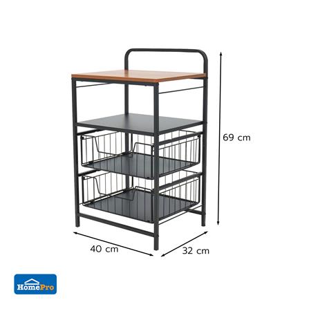 2-TIER DRAWER UNIT WITH WOOD TOP STACKO URBAN 40X32X69CM BLACK [EXCLUSIVE FROM HOMEPRO THAILAND]