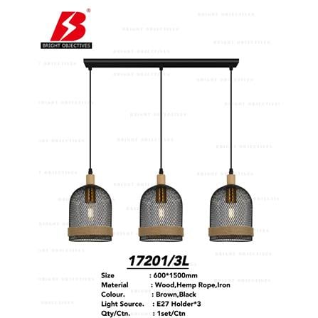 BRIGHT OBJECTIVE PENDANT LAMP 17201/3L BLACK