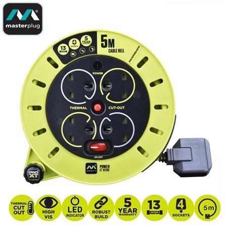 MASTERPLUG 4 GANG 5 METER CABLE REEL CSU05134SL
