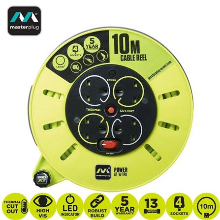 MASTERPLUG 4 GANG 10 METER CABLE REEL CMU10134SL