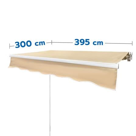 RETRACTABLE FABRIC AWNING SUNSHIELD 395X300CM BEIGE [EXCLUSIVE FROM HOMEPRO THAILAND]