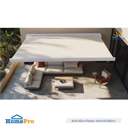 RETRACTABLE FABRIC AWNING 2-SYSTEM SUNSHIELD 395x300CM DARK GREY [EXCLUSIVE FROM HOMEPRO THAILAND]