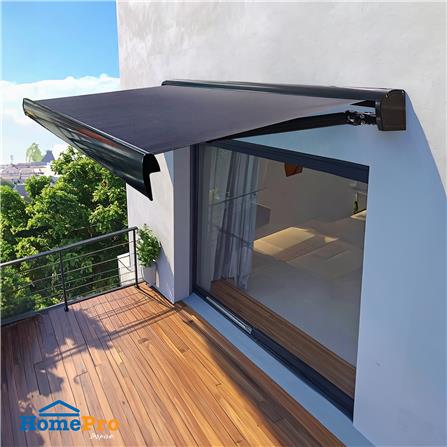 RETRACTABLE FABRIC AWNING 2-SYSTEM SUNSHIELD 395x300CM DARK GREY [EXCLUSIVE FROM HOMEPRO THAILAND]